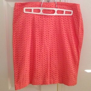 Max Studio coral Eyelet skirt